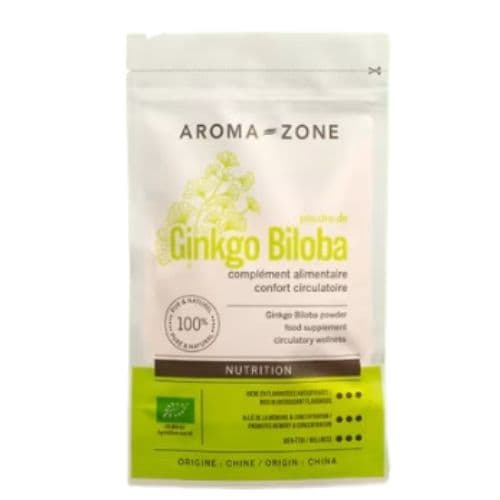 Complément Alimentaire Ginkgo Biloba AROMA-ZONE, Pour Booster Votre Clarté Mentale et Votre Bien-être Circulatoire, 80g