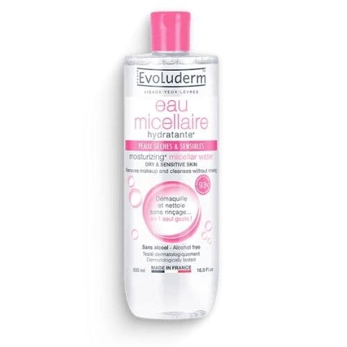 Eau micellaire démaquillante pour peaux sèches &amp; sensibles EVOLUDERM 500ml